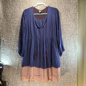 Anthropologie Holding Horses Dip Dye Dress Sz 10 Boho Tassel Peasant Rayon READ